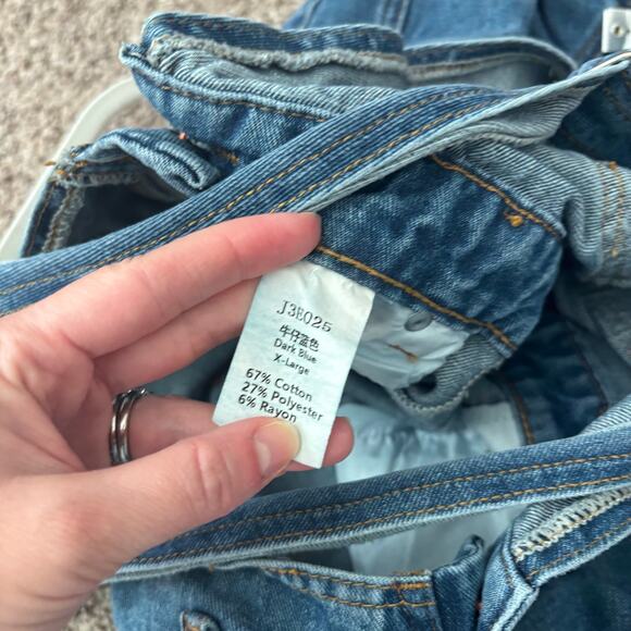 Barrel Leg Denim Overalls Sz XL Horseshoe Jean Jumpsuit Blue - Picture 5 of 15